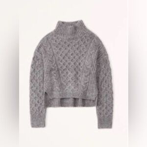 Abercrombie & Fitch Women’s Cable TurteNeck Sweater - Grey/Gray XL